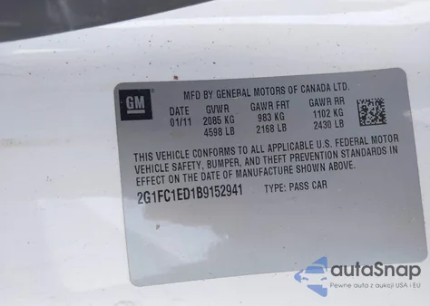 2011 Chevrolet Camaro 2Lt from USA, damaged, VIN 2G1FC1ED1B9152941